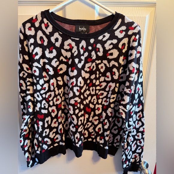 by & by Sweaters - NWT by & by Black and Red Leopard Print Sweater Sz XL